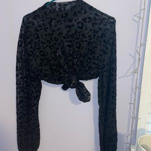 Forever 21 sheer cheetah long sleeve shirt